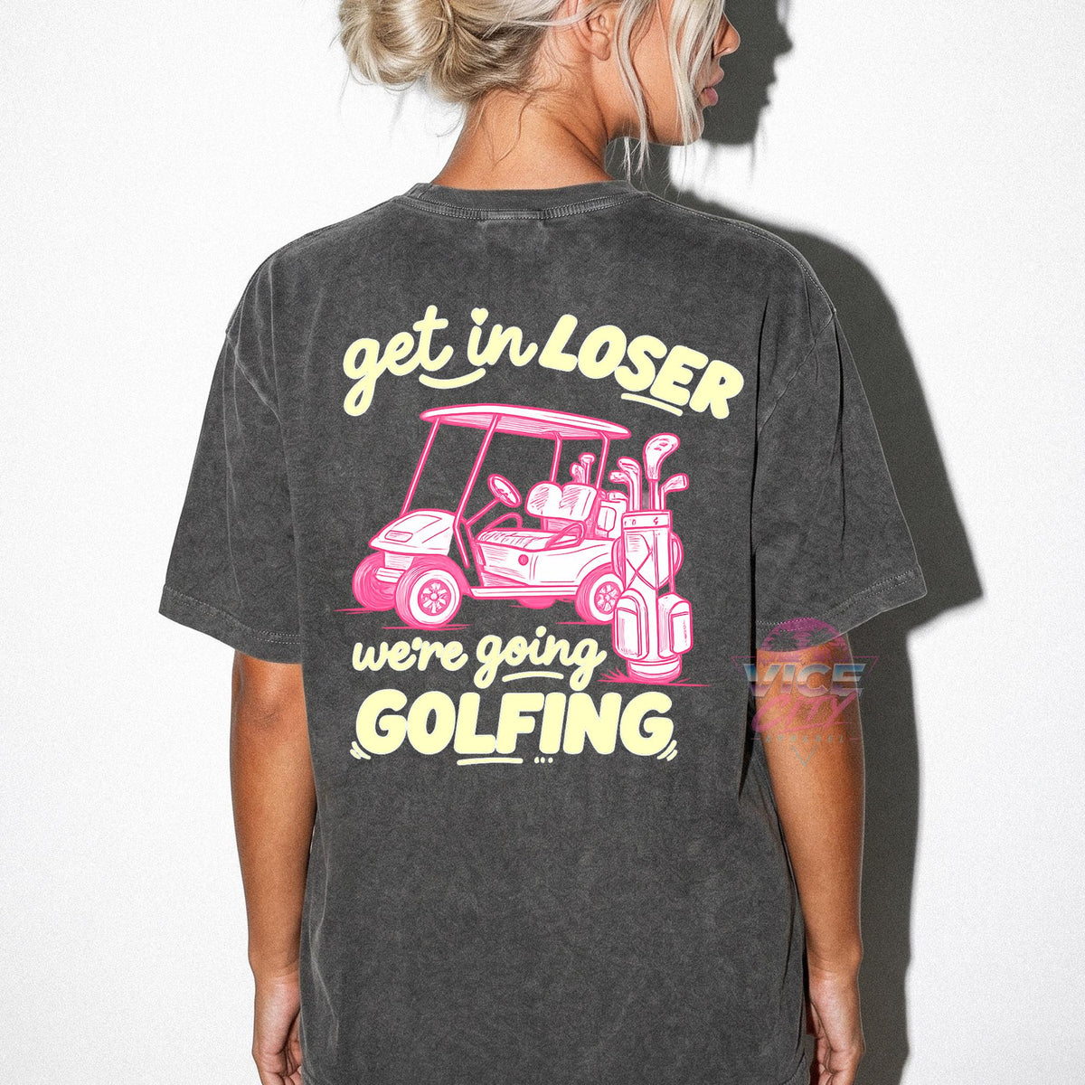Personalized golf t-shirt for female golfer, funny golf t-shirt, golf t-shirt with personalized name, "Get in, loser! We're going GOLFING".