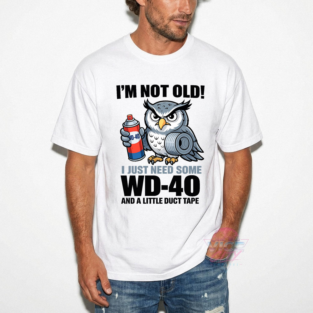 Funny Owl Mechanic Shirt, I’m Not Old T-Shirt, Grandpa 60th Birthday Gift, Handyman Joke Tee, Retirement Gift for Men