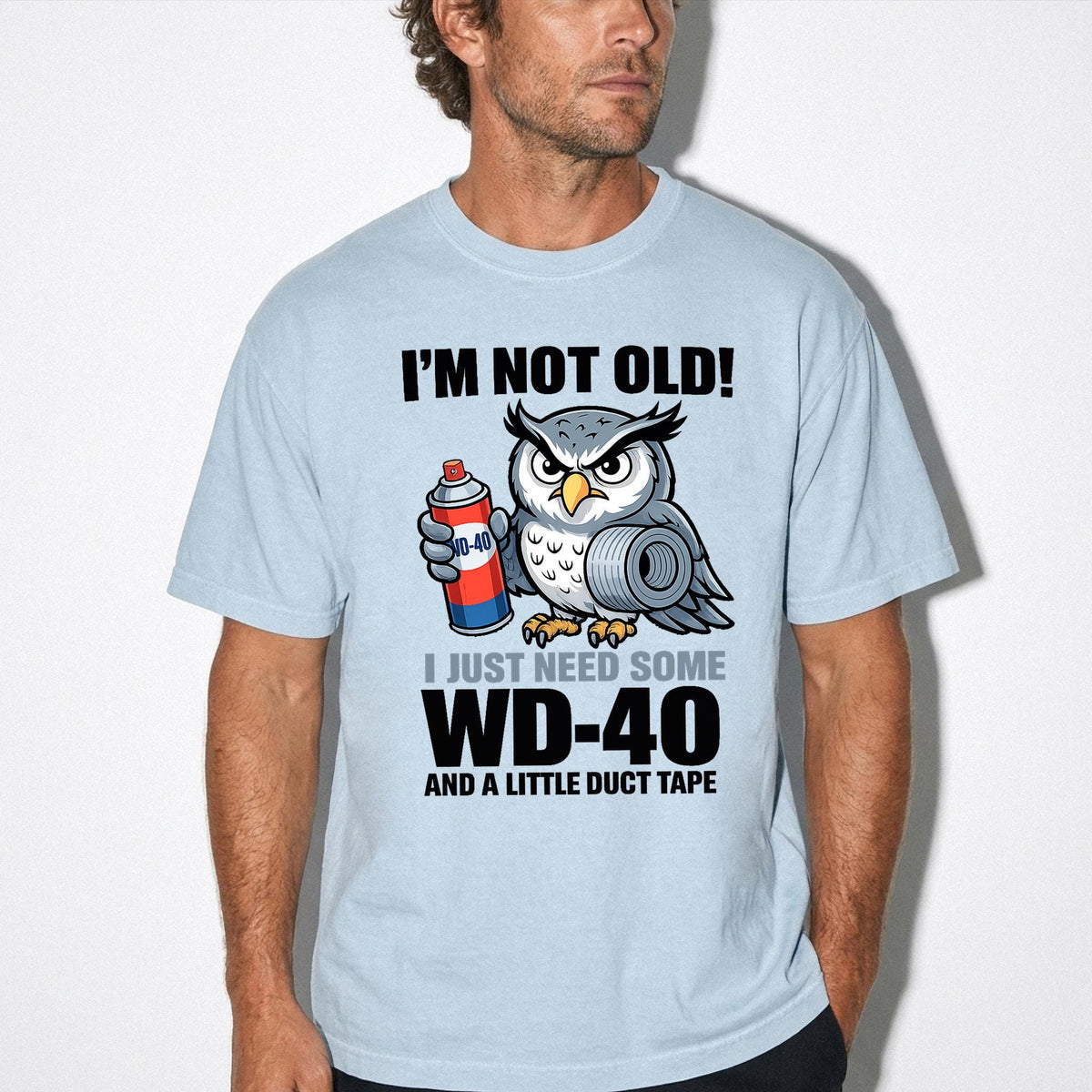 Funny Owl Mechanic Shirt, I’m Not Old T-Shirt, Grandpa 60th Birthday Gift, Handyman Joke Tee, Retirement Gift for Men