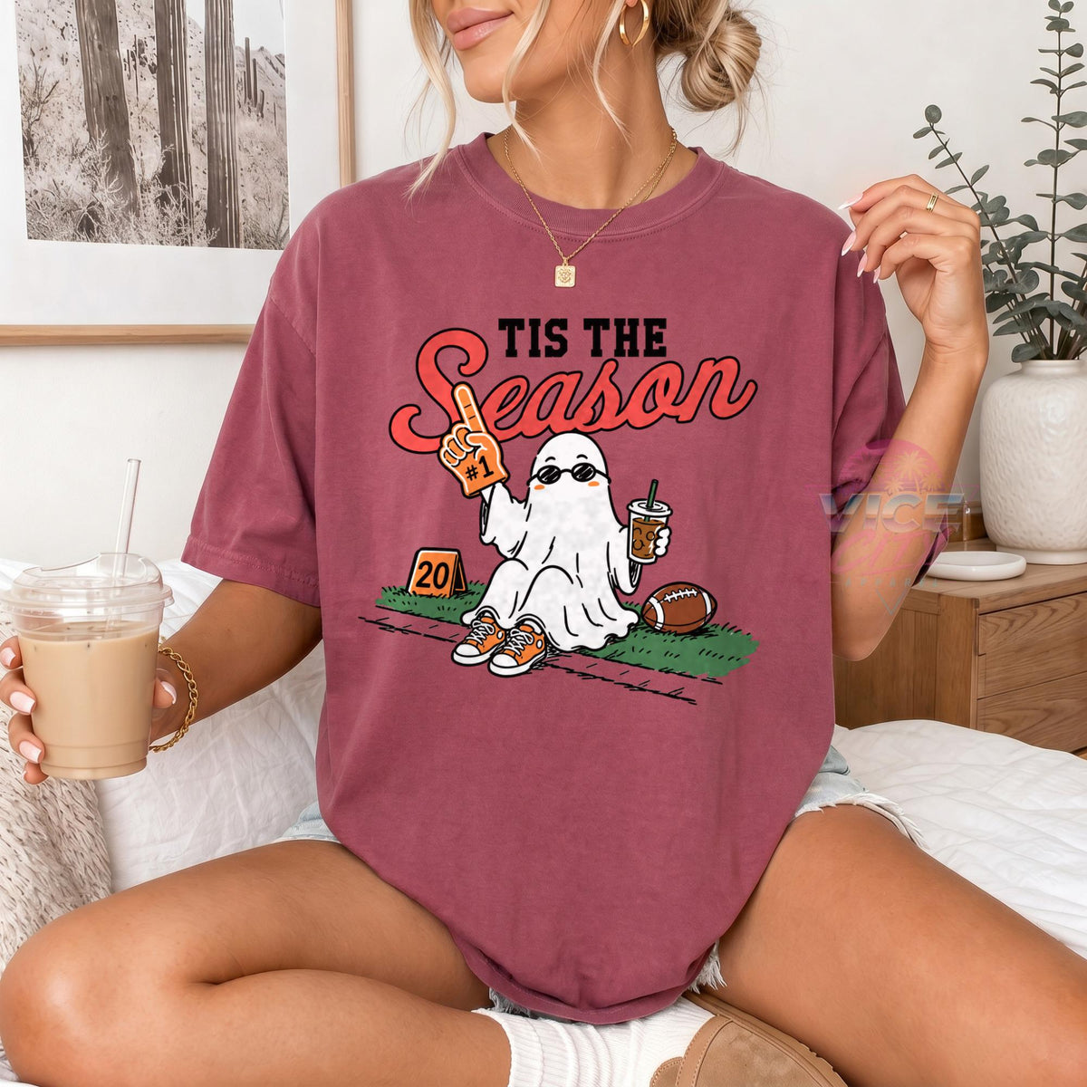 Halloween Iced Coffee T-Shirt for Spooky Match Day
