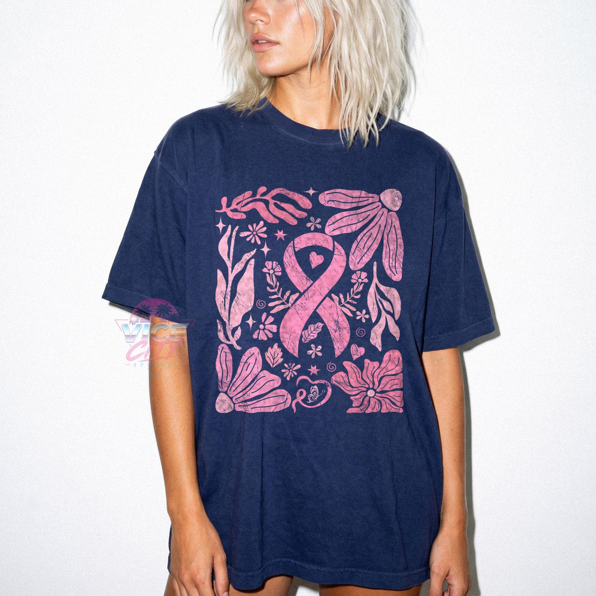 Comfort Colors® Floral Print T-Shirt for Breast Cancer Awareness