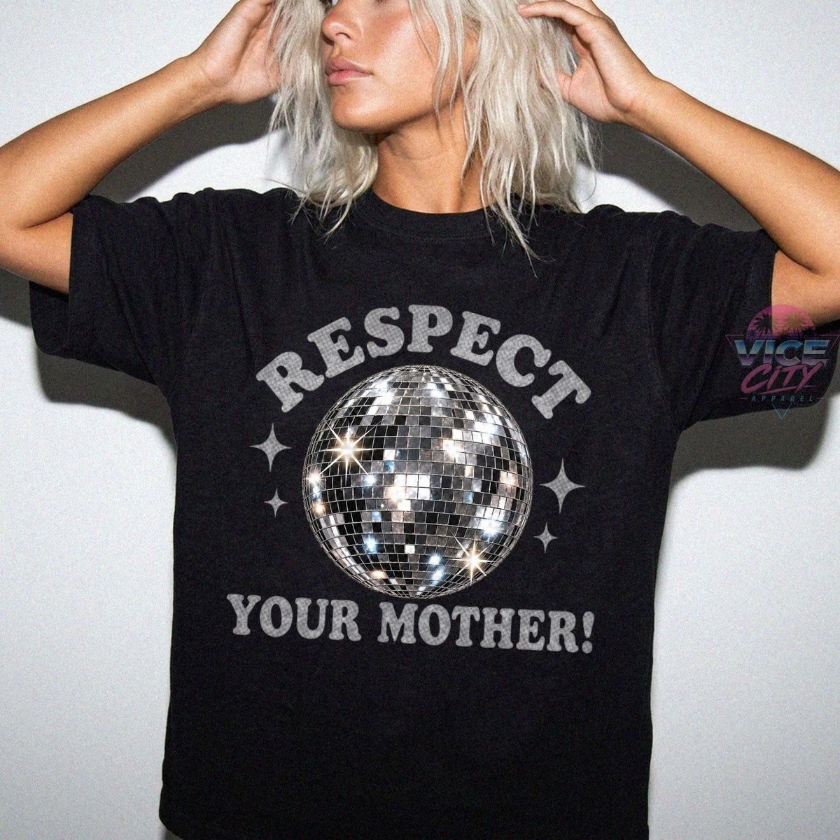 Disco Ball Graphic Shirt: Respect Disco Tee, Retro Romantic Mother Comfort Colors T-shirt, Christmas Gift