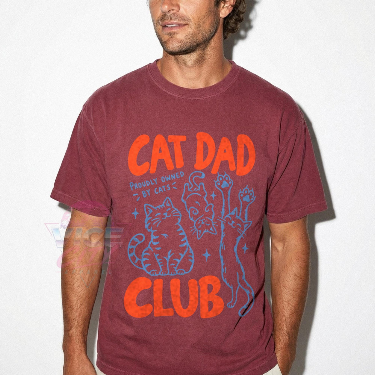 Cat Dad Club Comfort Colors Shirt, Proudly Owned by Cats Tee, Funny Cat Dad T-Shirt, Cat Lover Gift for Him, Fathers Day Gift for Cat Owner