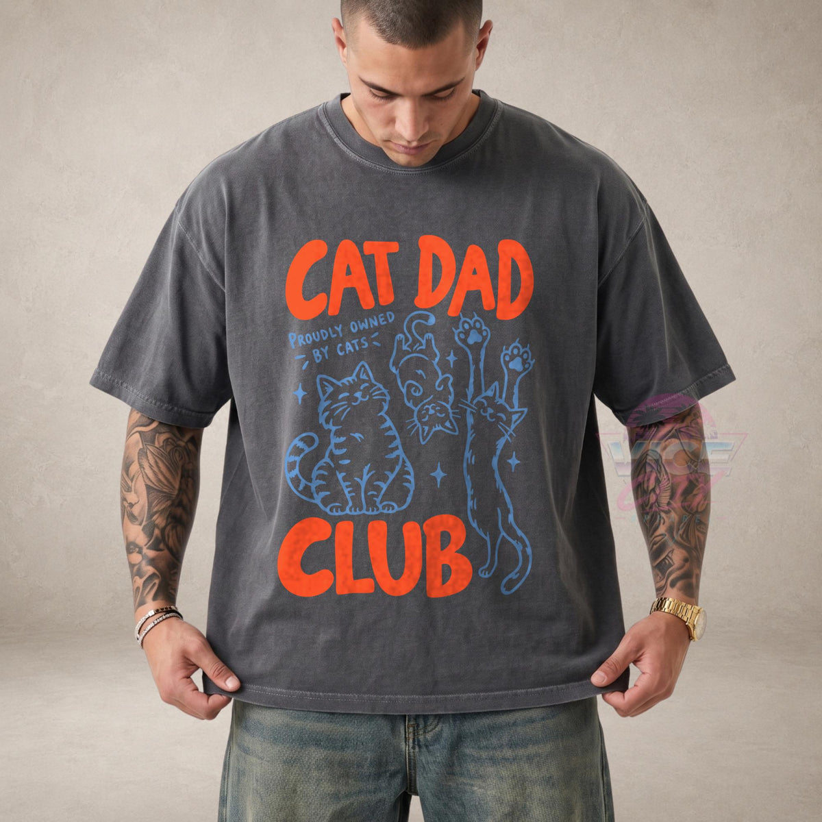 Cat Dad Club Comfort Colors Shirt, Proudly Owned by Cats Tee, Funny Cat Dad T-Shirt, Cat Lover Gift for Him, Fathers Day Gift for Cat Owner
