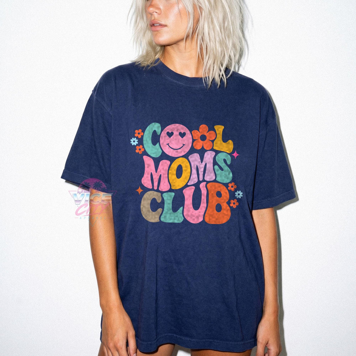 Cool Moms Club Shirt, Retro Groovy Mom T-Shirt, Smiley Face Flower Mama Tee, Comfort Colors Mothers Day Gift for Her