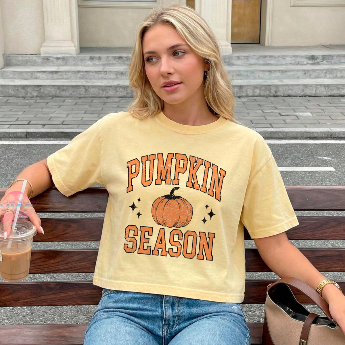 Pumpkin Season Crop Shirt, Pumpkin Season Tee, Women's Fall Clothing, Coffee Weather Tee, Preppy Fall Style Tee