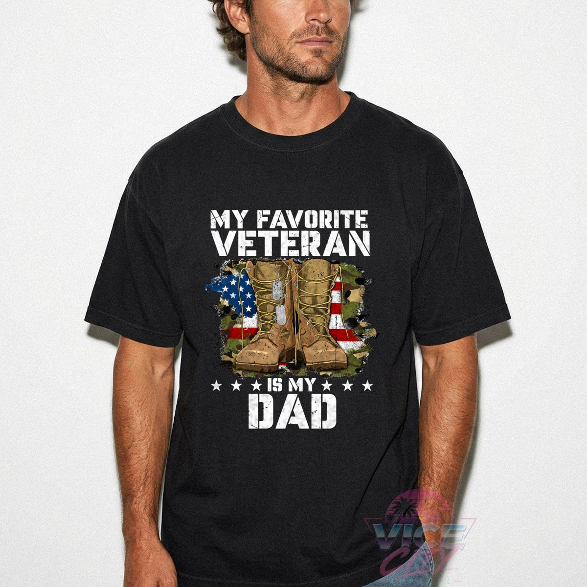 My Favorite Veteran Is My Dad Shirt, Comfort Colors Veteran Dad Tee, Military Dad Gift, Veterans Day Shirt, Army Boots American Flag Tee