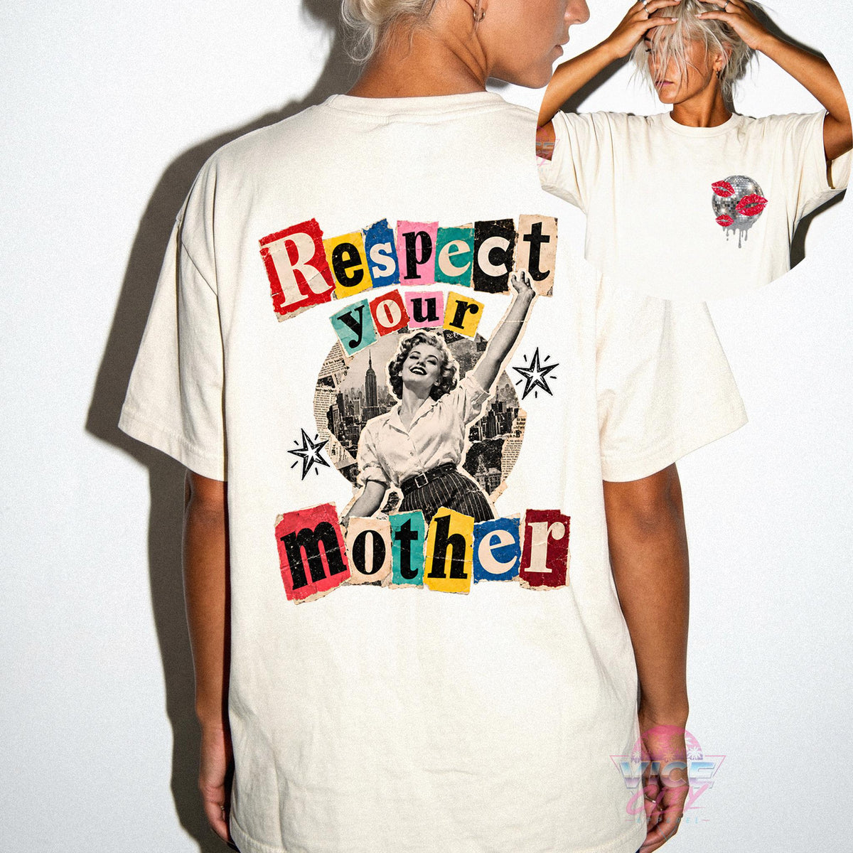 Disco Ball Print T-Shirt: Respect Disco Boxy Shirt, Romantic Retro Boxy Tee with Comforting Colors for Mom, Christmas Gift Boxy Shirt
