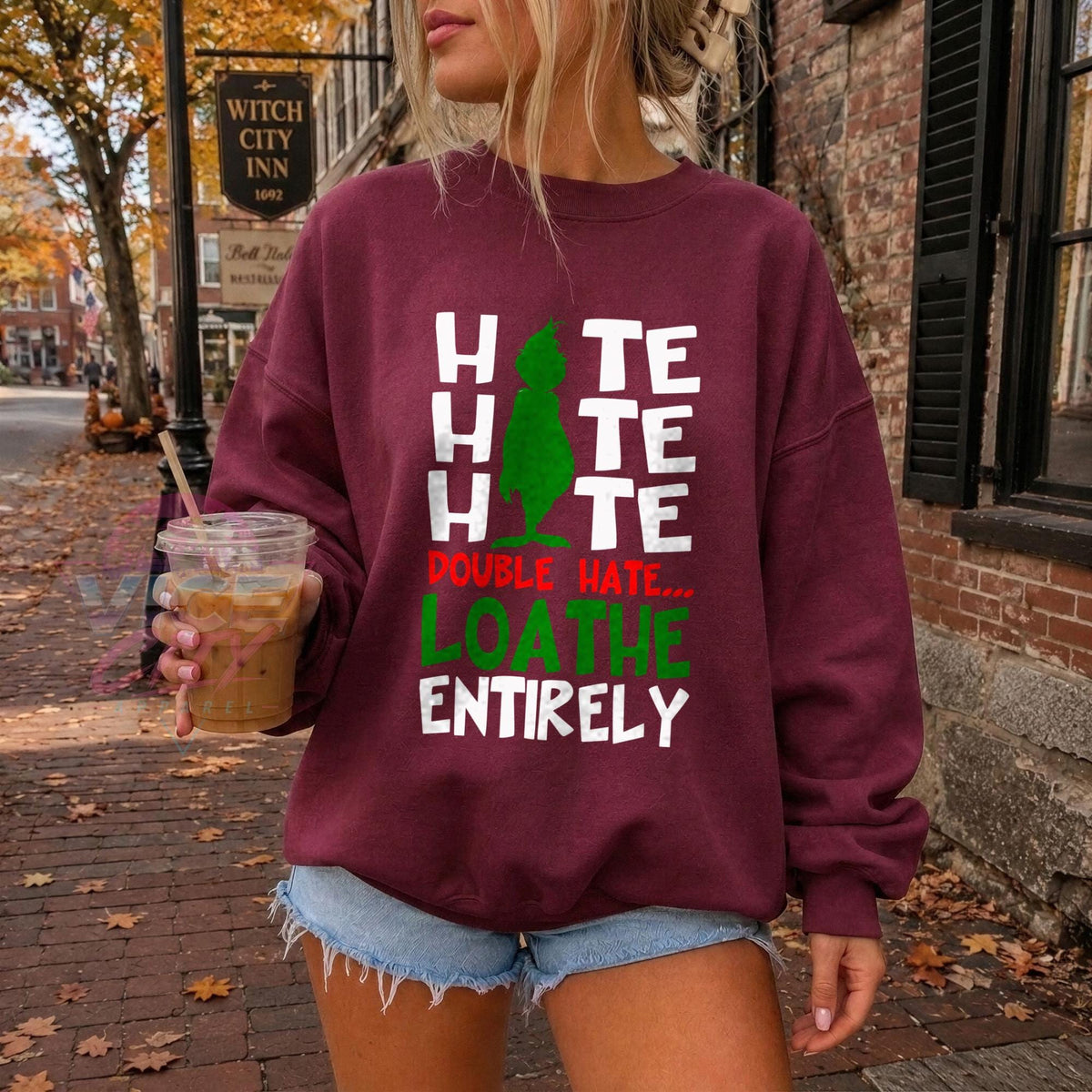 Hate Hate Hate Double Hate Loathe Entirely Sweatshirt, Funny Christmas Crewneck, Sarcastic Holiday Sweater, Grumpy Xmas Shirt for Women