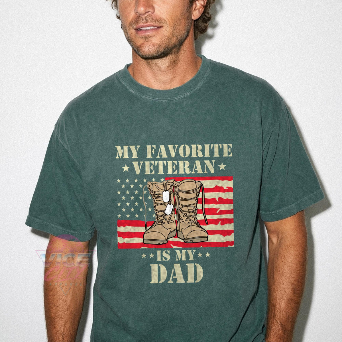My Favorite Veteran Is My Dad Shirt, Comfort Colors Veteran Dad Tee, Military Dad Gift, Veterans Day Shirt, Army Boots American Flag Tee