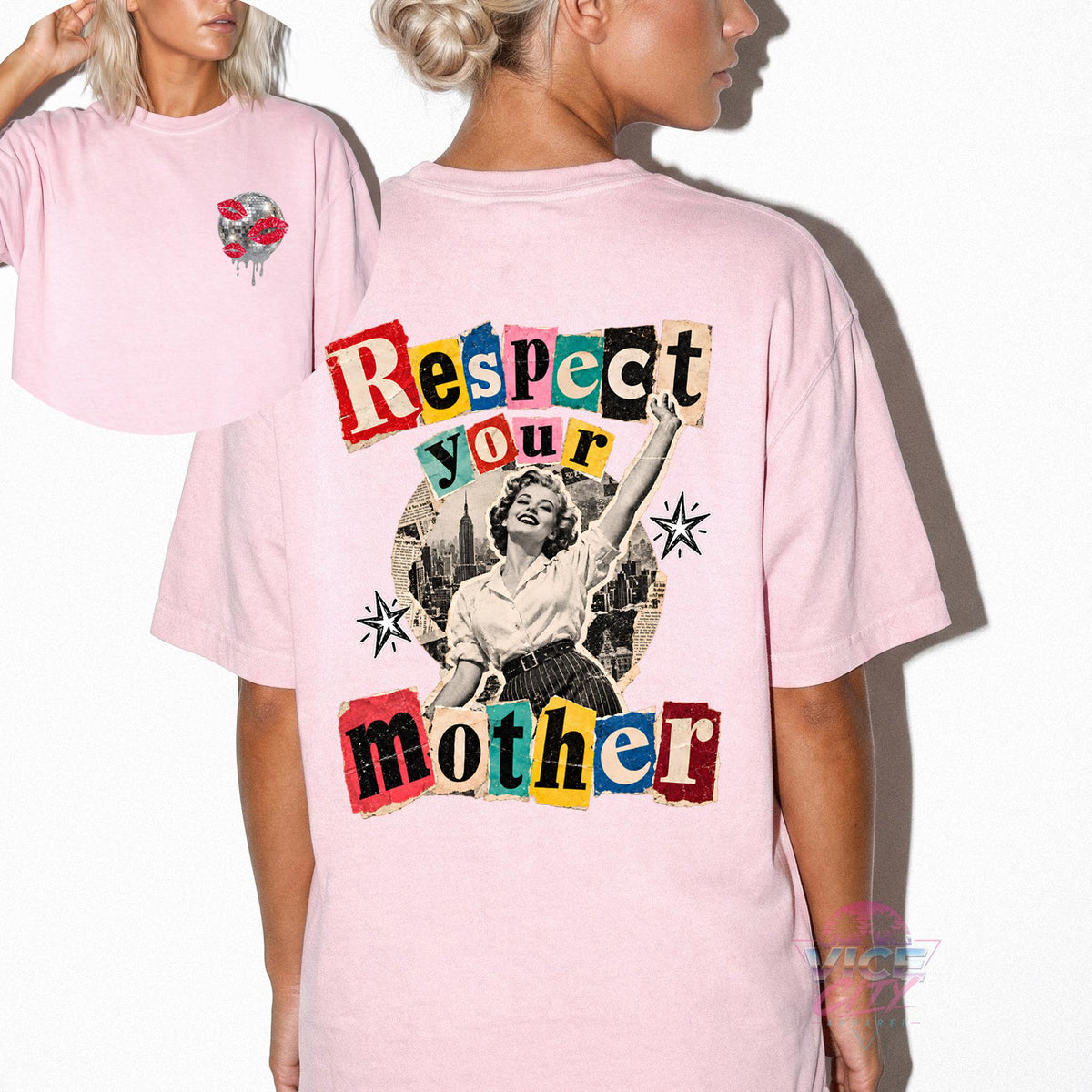 Disco Ball Print T-Shirt: Respect Disco Boxy Shirt, Romantic Retro Boxy Tee with Comforting Colors for Mom, Christmas Gift Boxy Shirt