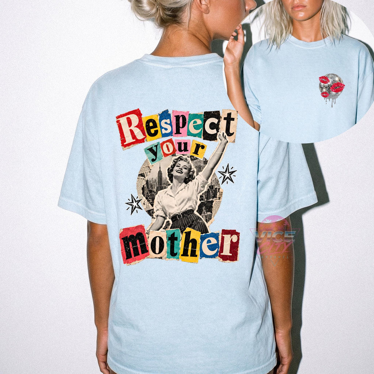 Disco Ball Print T-Shirt: Respect Disco Boxy Shirt, Romantic Retro Boxy Tee with Comforting Colors for Mom, Christmas Gift Boxy Shirt
