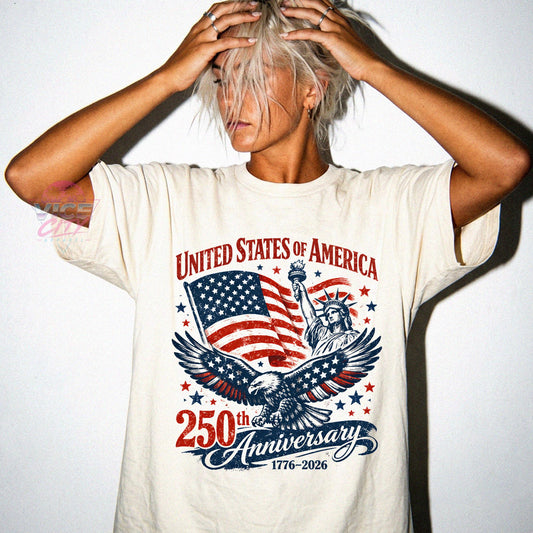 Retro T-shirt commemorating the 250th anniversary of the United States, US Independence Day