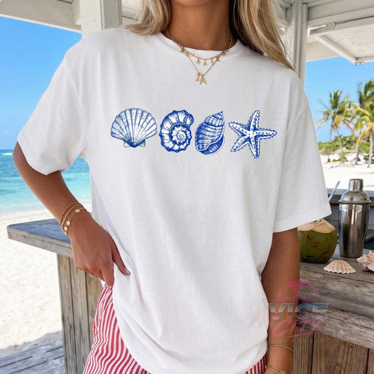 Shell Shirt, Beach Shirt, Women's Summer Shirt, Gift for Ocean Lovers, Shell Shirt, Cute Vacation Shirt, Travel Shirt