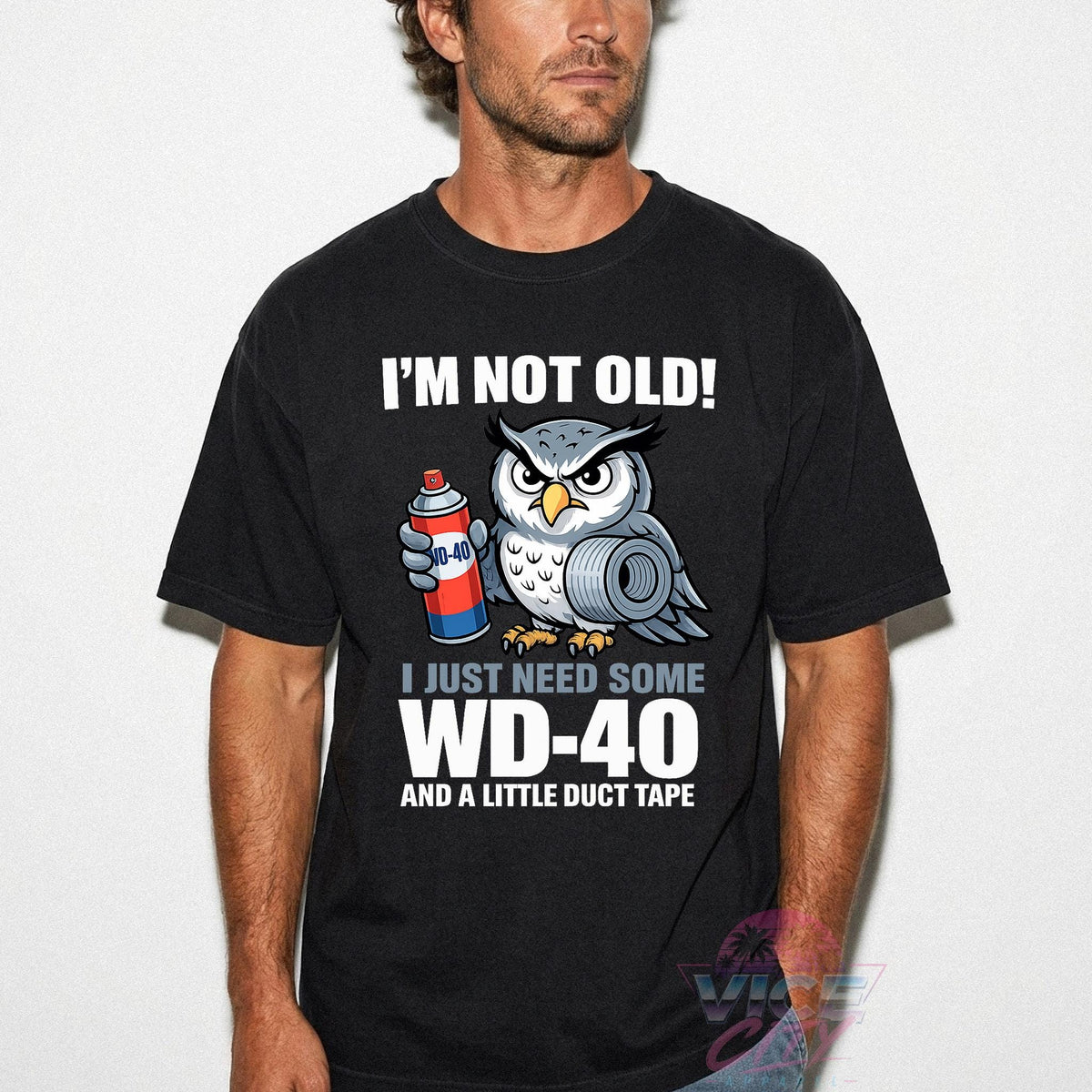 Funny Owl Mechanic Shirt, I’m Not Old T-Shirt, Grandpa 60th Birthday Gift, Handyman Joke Tee, Retirement Gift for Men
