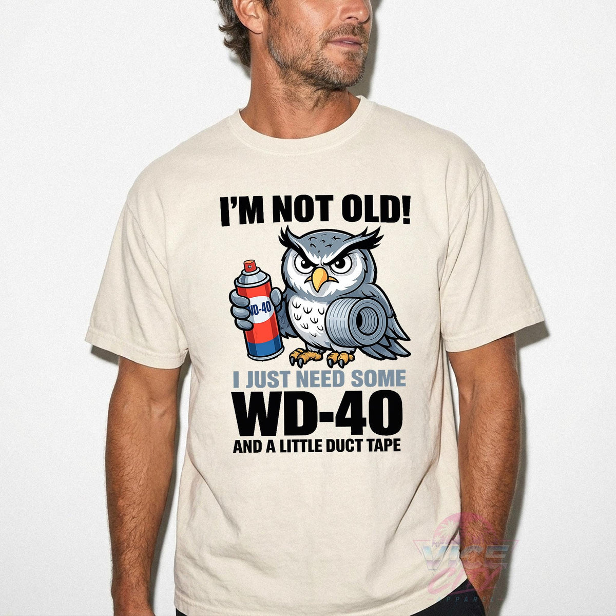 Funny Owl Mechanic Shirt, I’m Not Old T-Shirt, Grandpa 60th Birthday Gift, Handyman Joke Tee, Retirement Gift for Men