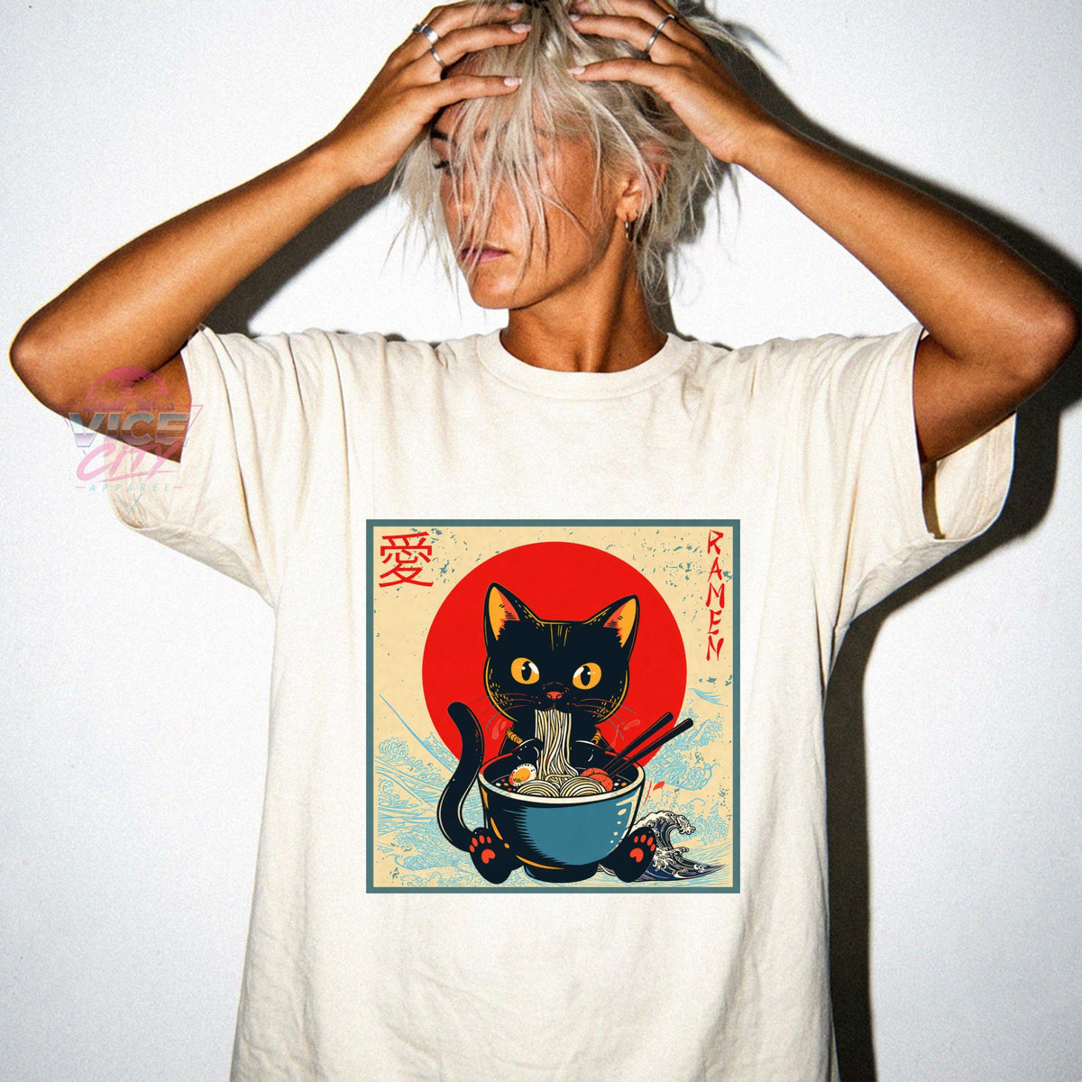 Retro Cat Ramen T-Shirt