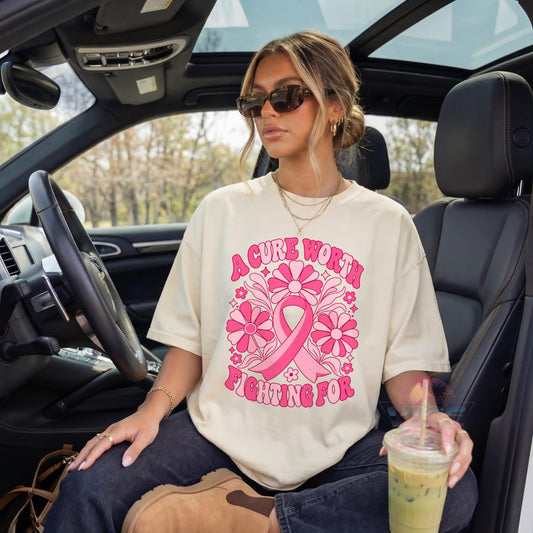 Floral Breast Cancer Awareness Shirt, Cancer Ribbon Tee, Cancer Awareness Shirt, Pink Ribbon Tee, Breast Cancer Support