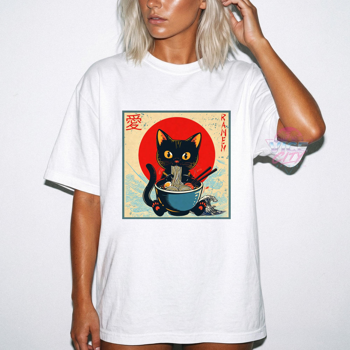 Retro Cat Ramen T-Shirt