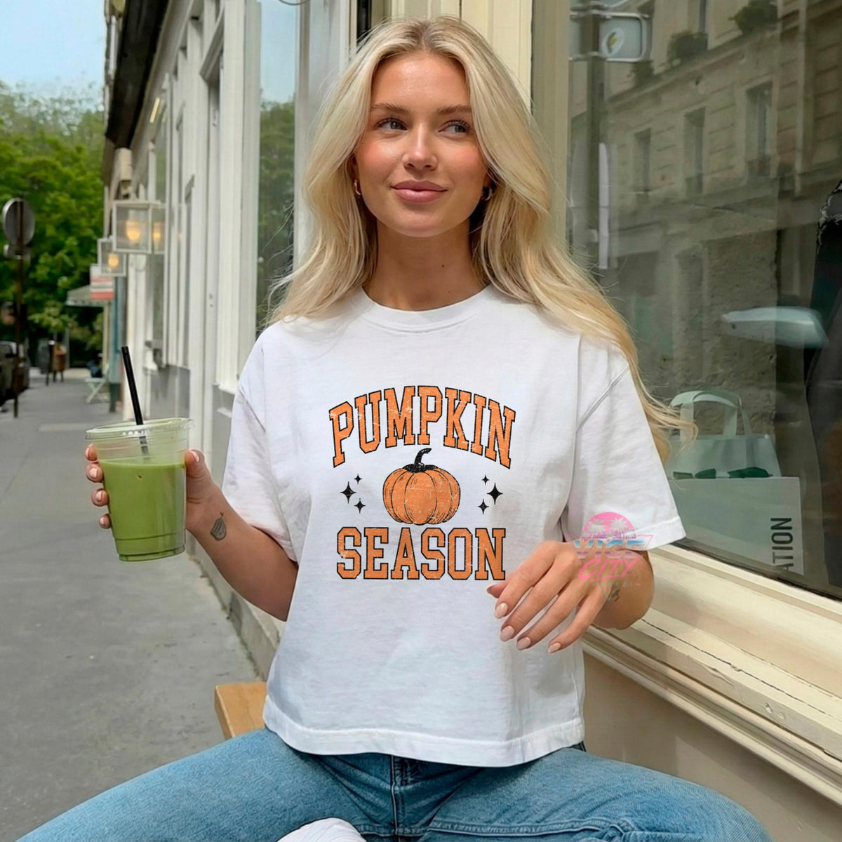 Pumpkin Season Crop Shirt, Pumpkin Season Tee, Women's Fall Clothing, Coffee Weather Tee, Preppy Fall Style Tee