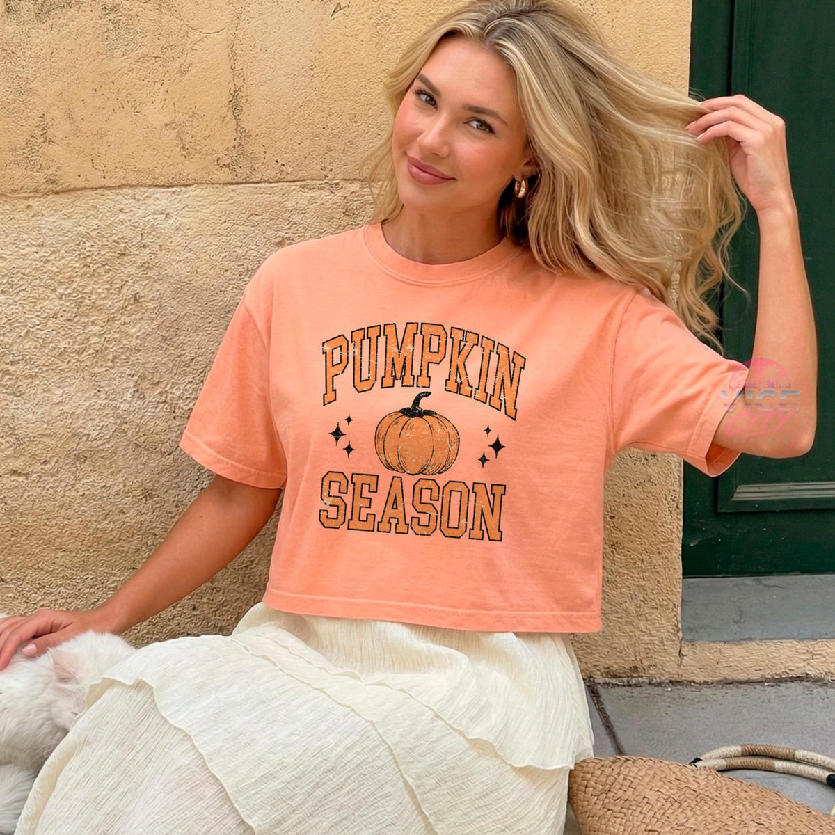 Pumpkin Season Crop Shirt, Pumpkin Season Tee, Women's Fall Clothing, Coffee Weather Tee, Preppy Fall Style Tee