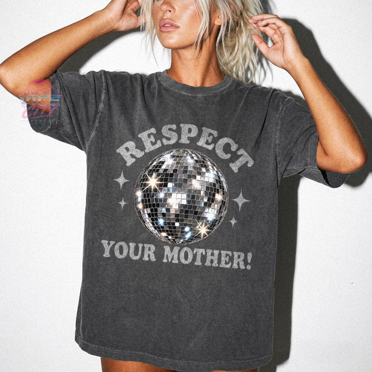 Disco Ball Graphic Shirt: Respect Disco Tee, Retro Romantic Mother Comfort Colors T-shirt, Christmas Gift