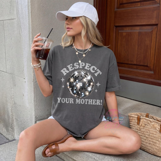Disco Ball Graphic Shirt: Respect Disco Tee, Retro Romantic Mother Comfort Colors T-shirt, Christmas Gift