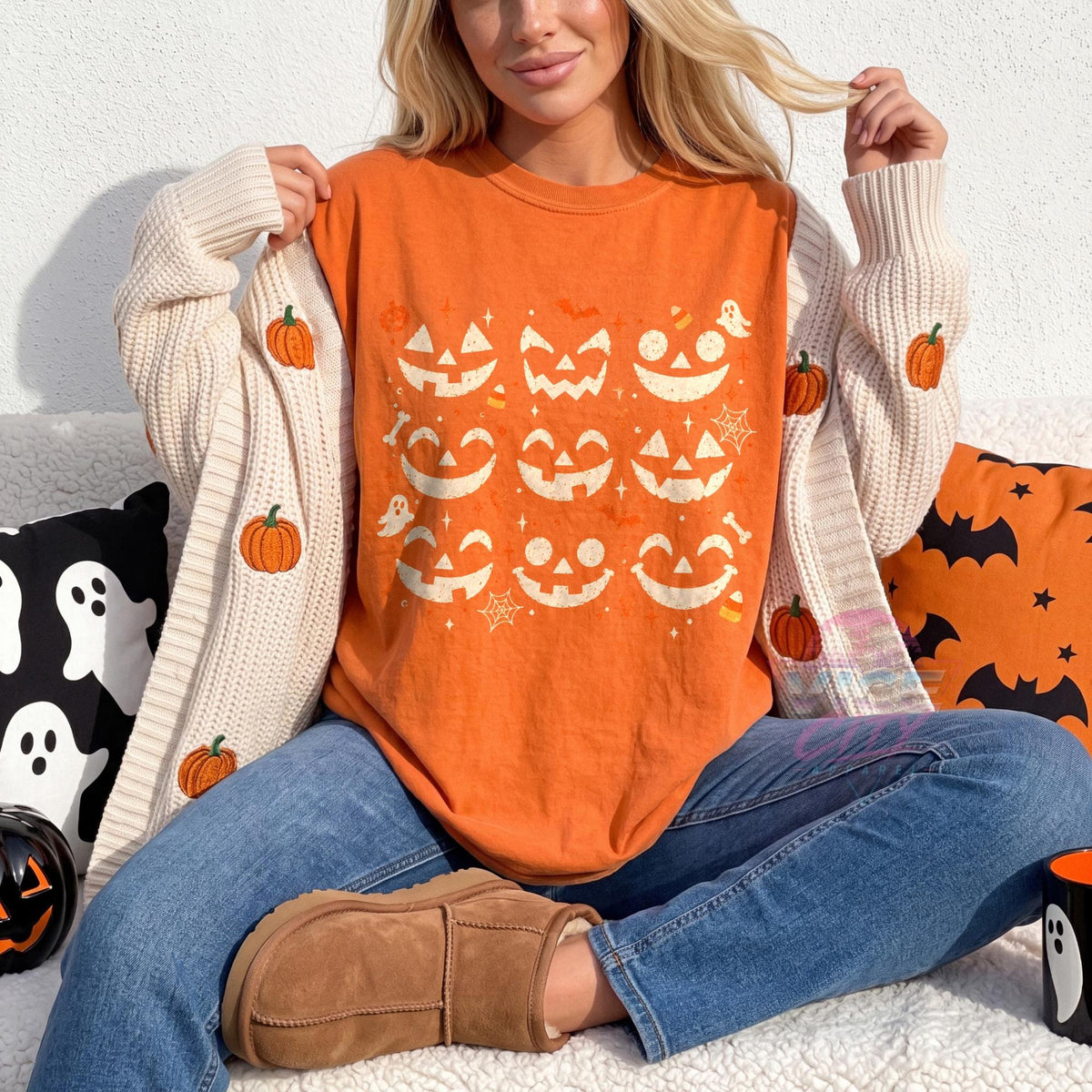 Pumpkin Faces Halloween Shirt, Jack O Lantern Comfort Colors Tee, Spooky Season