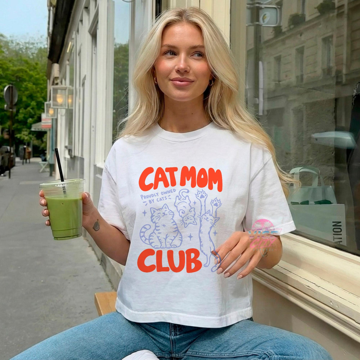 Cat Mom Club Tee, Proudly Owned by Cats Shirt, Cute Cat Lover Graphic Tee, Cat Mom Gift for Her, Funny Cat Owner Shirt