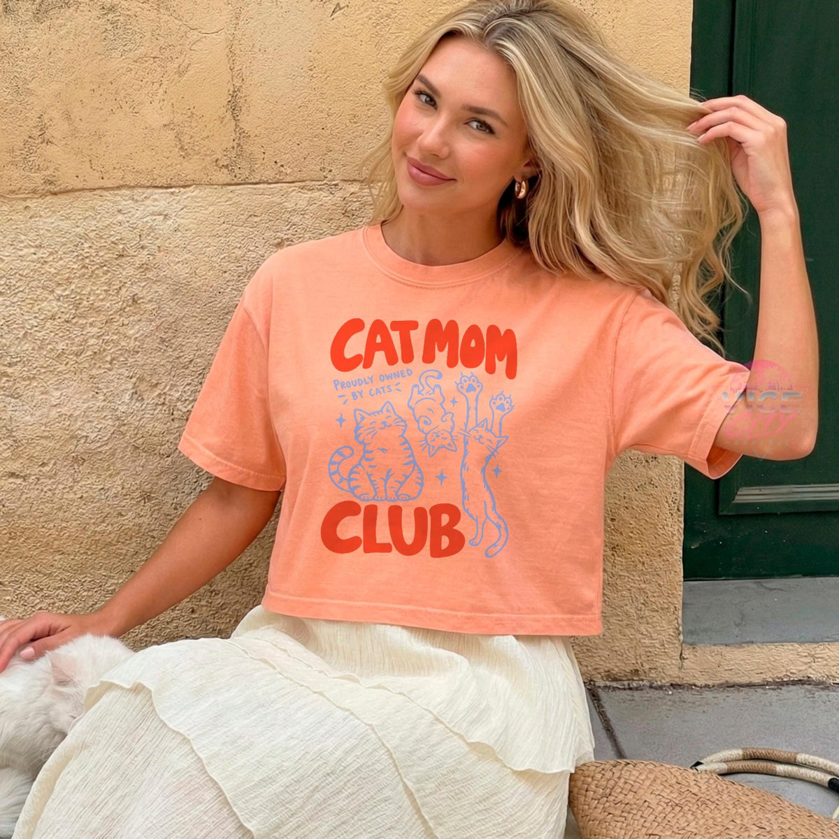Cat Mom Club Tee, Proudly Owned by Cats Shirt, Cute Cat Lover Graphic Tee, Cat Mom Gift for Her, Funny Cat Owner Shirt