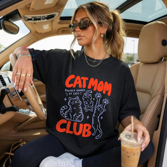Cat Mom Club T-Shirt, Proudly Owned by Cats Tee, Cute Cat Lover Shirt, Cat Mom Gift, Funny Cat Owner Tee
