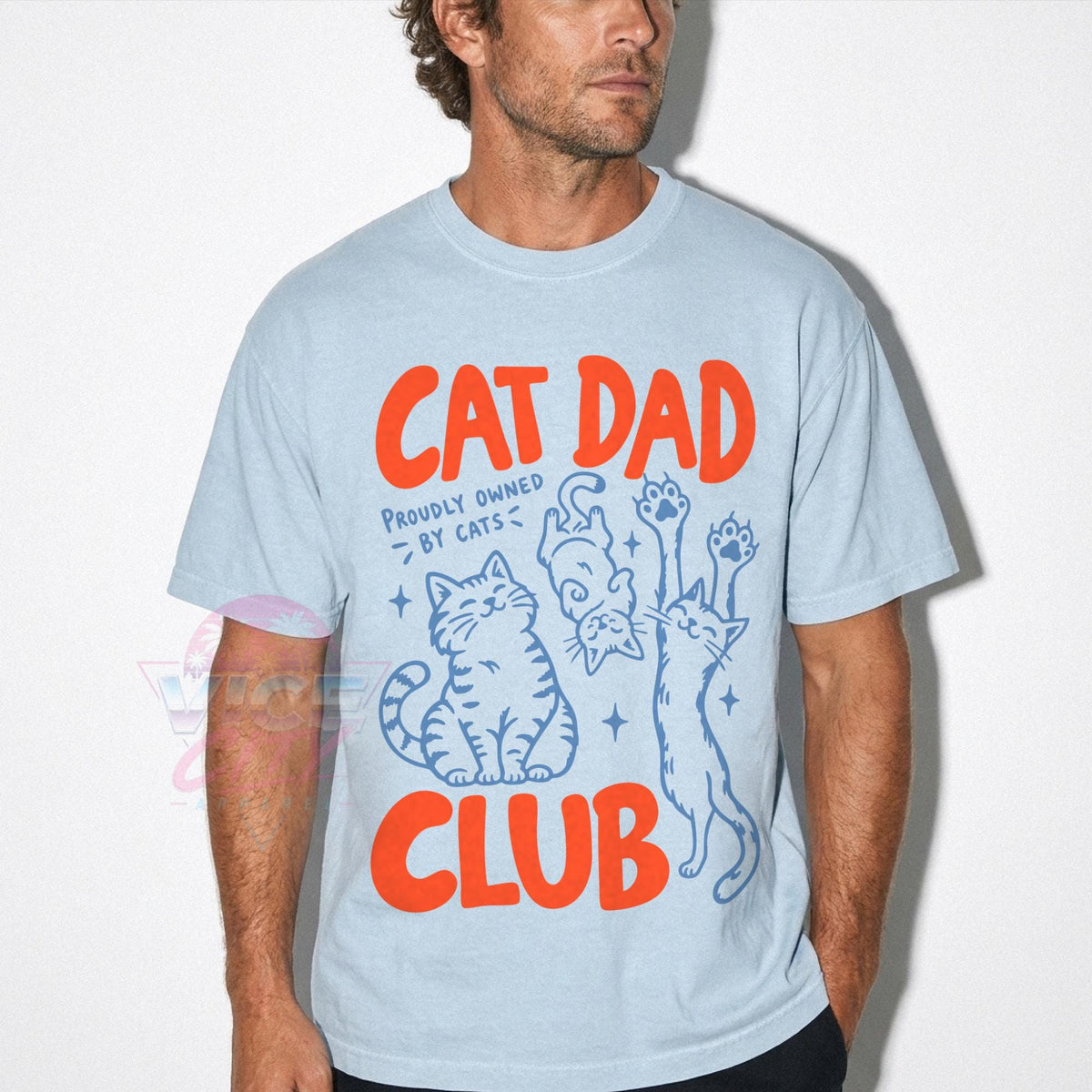 Cat Dad Club Comfort Colors Shirt, Proudly Owned by Cats Tee, Funny Cat Dad T-Shirt, Cat Lover Gift for Him, Fathers Day Gift for Cat Owner