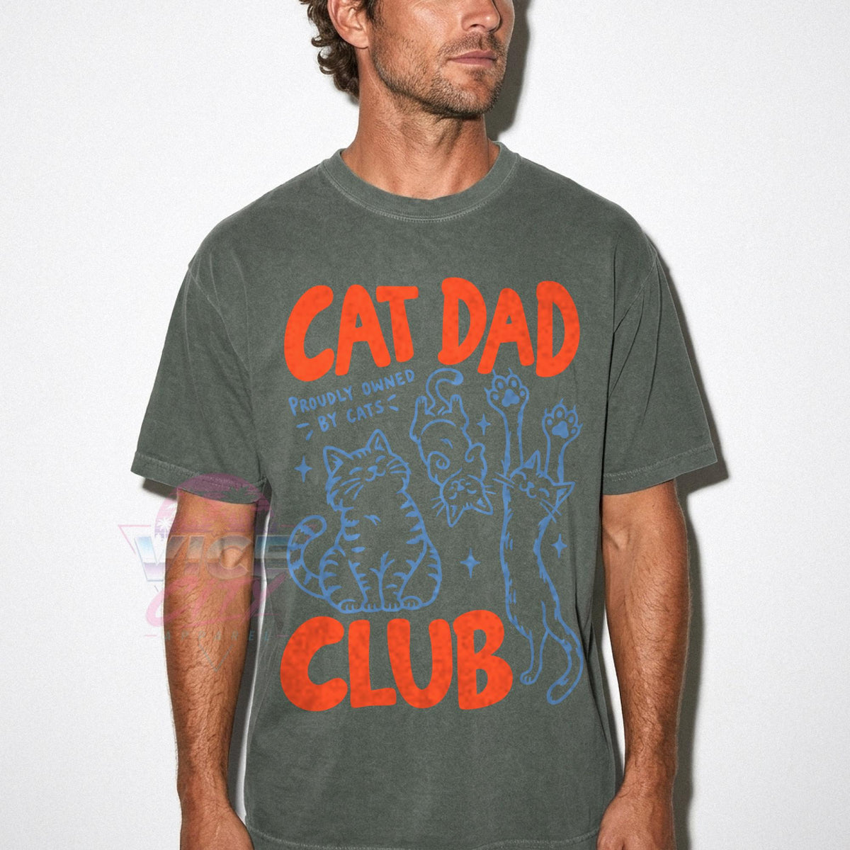 Cat Dad Club Comfort Colors Shirt, Proudly Owned by Cats Tee, Funny Cat Dad T-Shirt, Cat Lover Gift for Him, Fathers Day Gift for Cat Owner