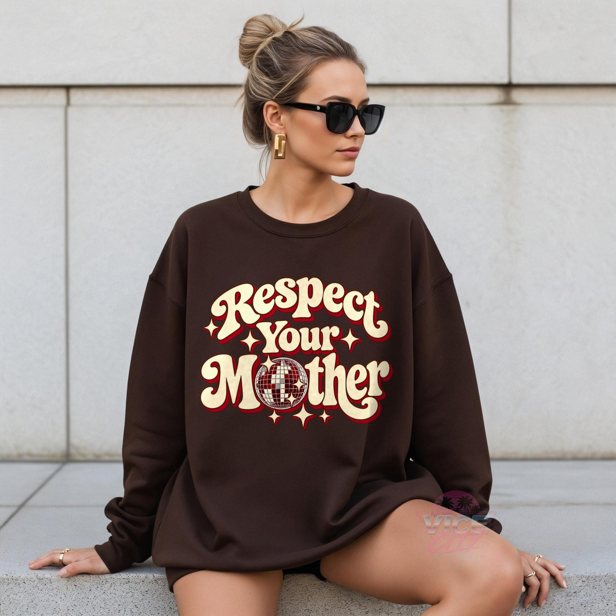 Respect Your Mother Disco Ball Sweatshirt, Retro Groovy Mom Crewneck, Trendy Mama Sweater, Mothers Day Gift for Mom