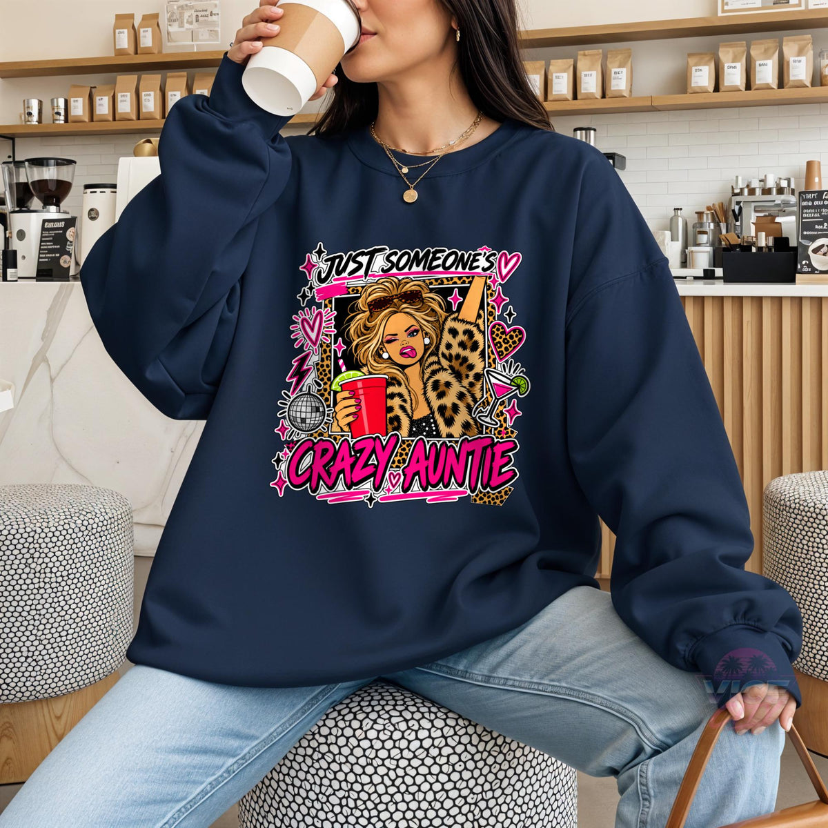 Just Someone's Crazy Auntie Sweatshirt, Funny Aunt Crewneck, Leopard Print Auntie Sweater, Retro Party Aunt Shirt, Cool Aunt Gift for Her