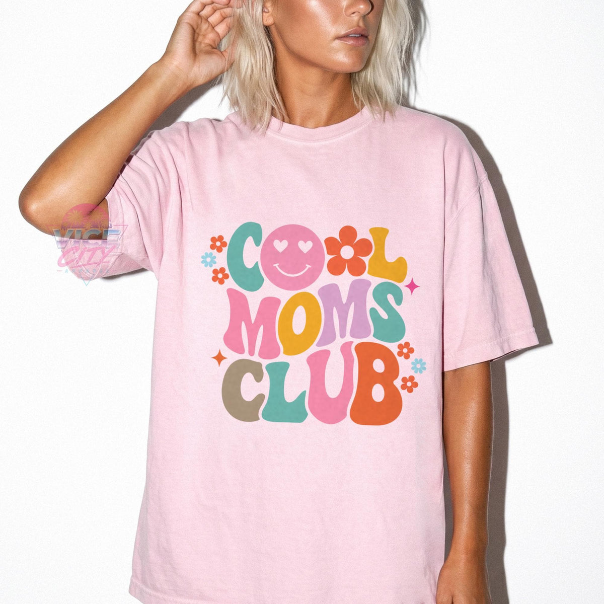 Cool Moms Club Shirt, Retro Groovy Mom T-Shirt, Smiley Face Flower Mama Tee, Comfort Colors Mothers Day Gift for Her