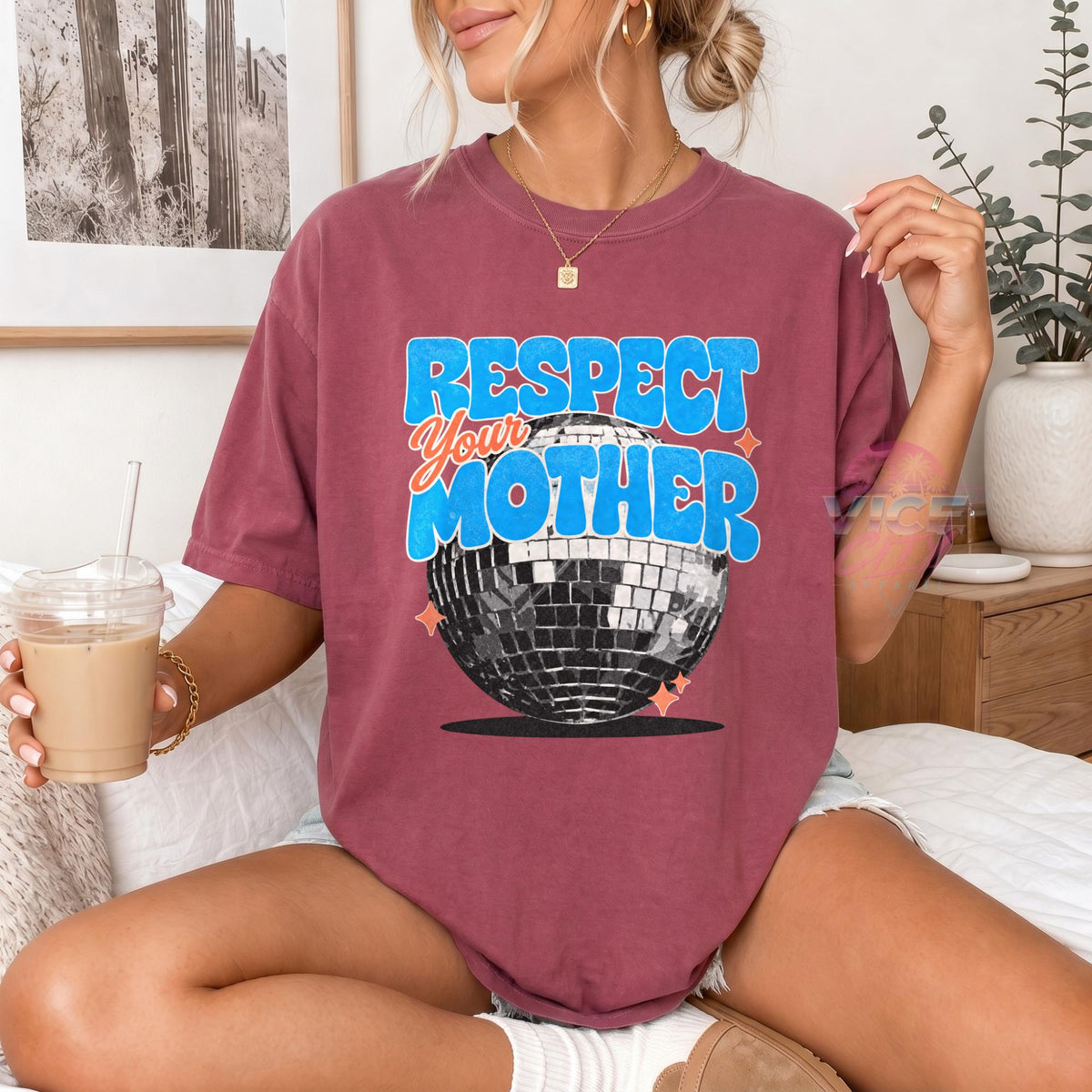 Respect Your Mother Disco Ball Shirt, Retro Mom T-Shirt, Funny Mama Graphic Tee, Comfort Colors Mom Tee, Mothers Day Gift for Mom