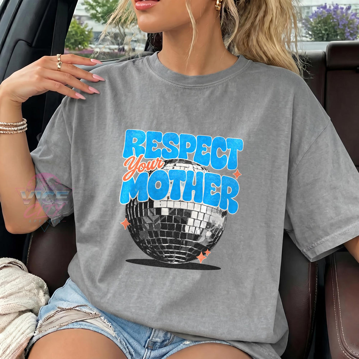Respect Your Mother Disco Ball Shirt, Retro Mom T-Shirt, Funny Mama Graphic Tee, Comfort Colors Mom Tee, Mothers Day Gift for Mom