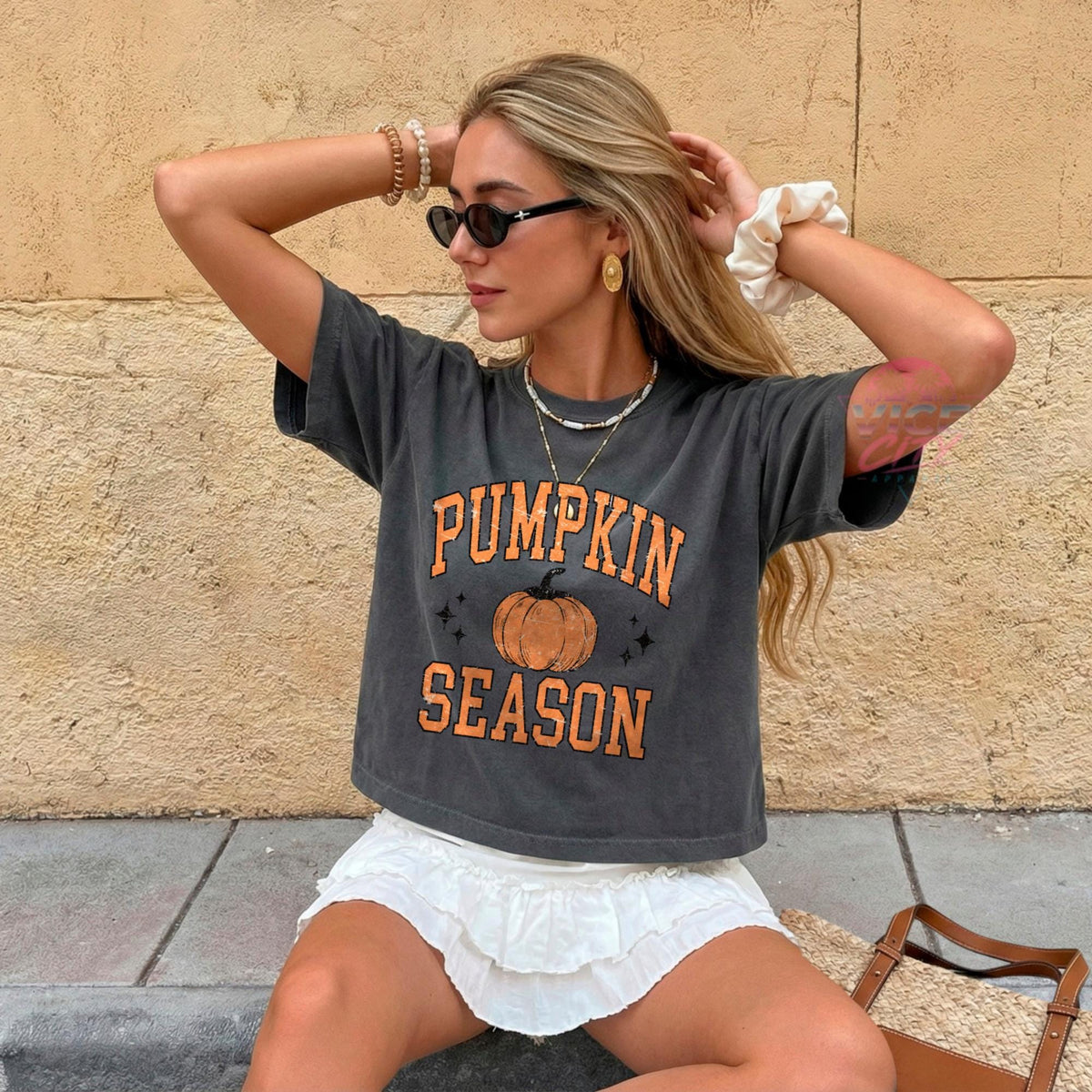 Pumpkin Season Crop Shirt, Pumpkin Season Tee, Women's Fall Clothing, Coffee Weather Tee, Preppy Fall Style Tee