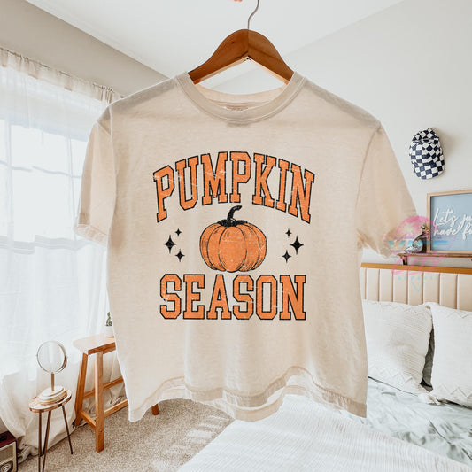 Pumpkin Season Crop Shirt, Pumpkin Season Tee, Women's Fall Clothing, Coffee Weather Tee, Preppy Fall Style Tee