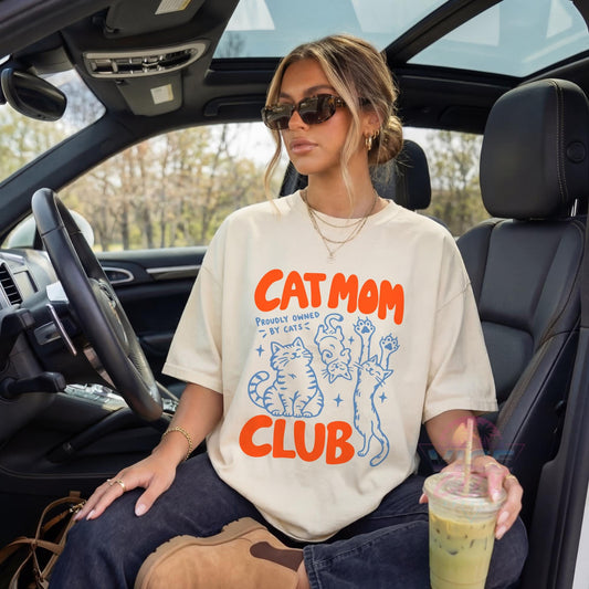 Comfort Colors Cat Mom Club T-Shirt, Proudly Owned by Cats Tee, Cute Cat Lover Shirt, Cat Mom Gift, Funny Cat Owner Tee