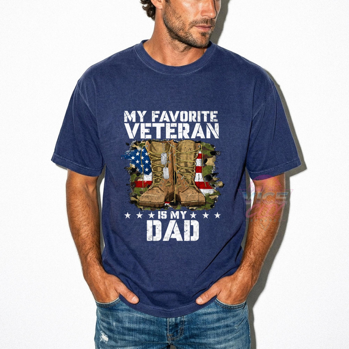 My Favorite Veteran Is My Dad Shirt, Comfort Colors Veteran Dad Tee, Military Dad Gift, Veterans Day Shirt, Army Boots American Flag Tee