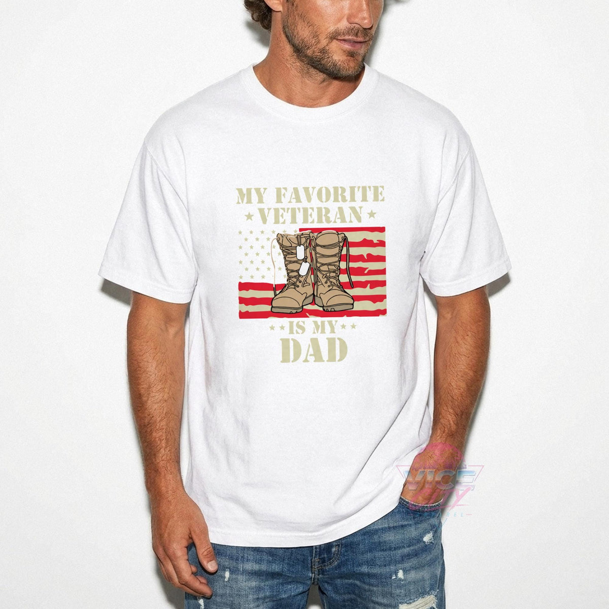 My Favorite Veteran Is My Dad Shirt, Comfort Colors Veteran Dad Tee, Military Dad Gift, Veterans Day Shirt, Army Boots American Flag Tee