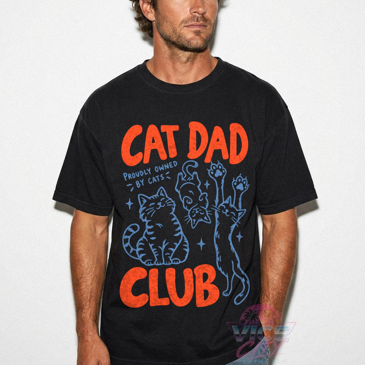 Cat Dad Club Comfort Colors Shirt, Proudly Owned by Cats Tee, Funny Cat Dad T-Shirt, Cat Lover Gift for Him, Fathers Day Gift for Cat Owner