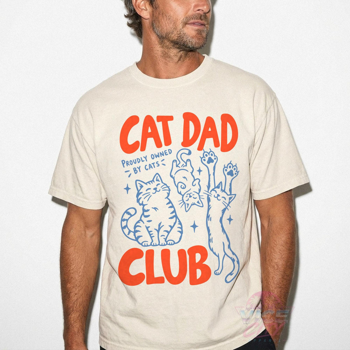 Cat Dad Club Comfort Colors Shirt, Proudly Owned by Cats Tee, Funny Cat Dad T-Shirt, Cat Lover Gift for Him, Fathers Day Gift for Cat Owner