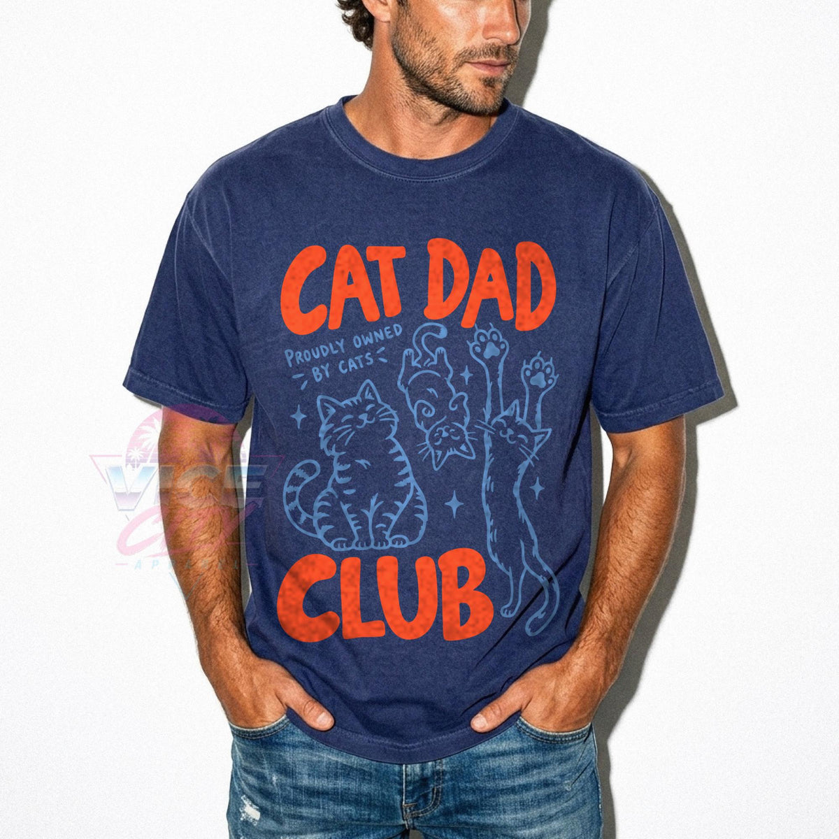 Cat Dad Club Comfort Colors Shirt, Proudly Owned by Cats Tee, Funny Cat Dad T-Shirt, Cat Lover Gift for Him, Fathers Day Gift for Cat Owner