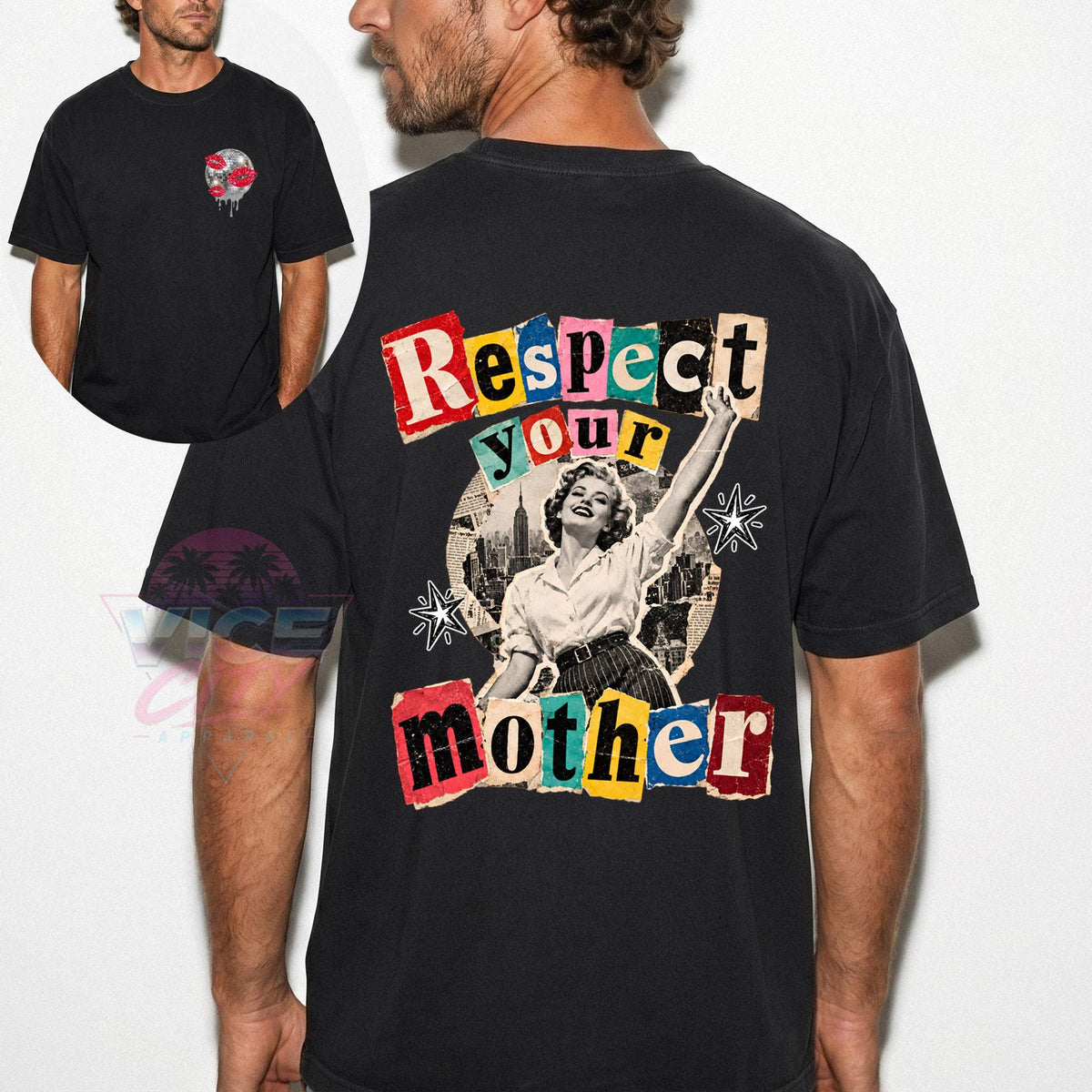 Disco Ball Print T-Shirt: Respect Disco Boxy Shirt, Romantic Retro Boxy Tee with Comforting Colors for Mom, Christmas Gift Boxy Shirt