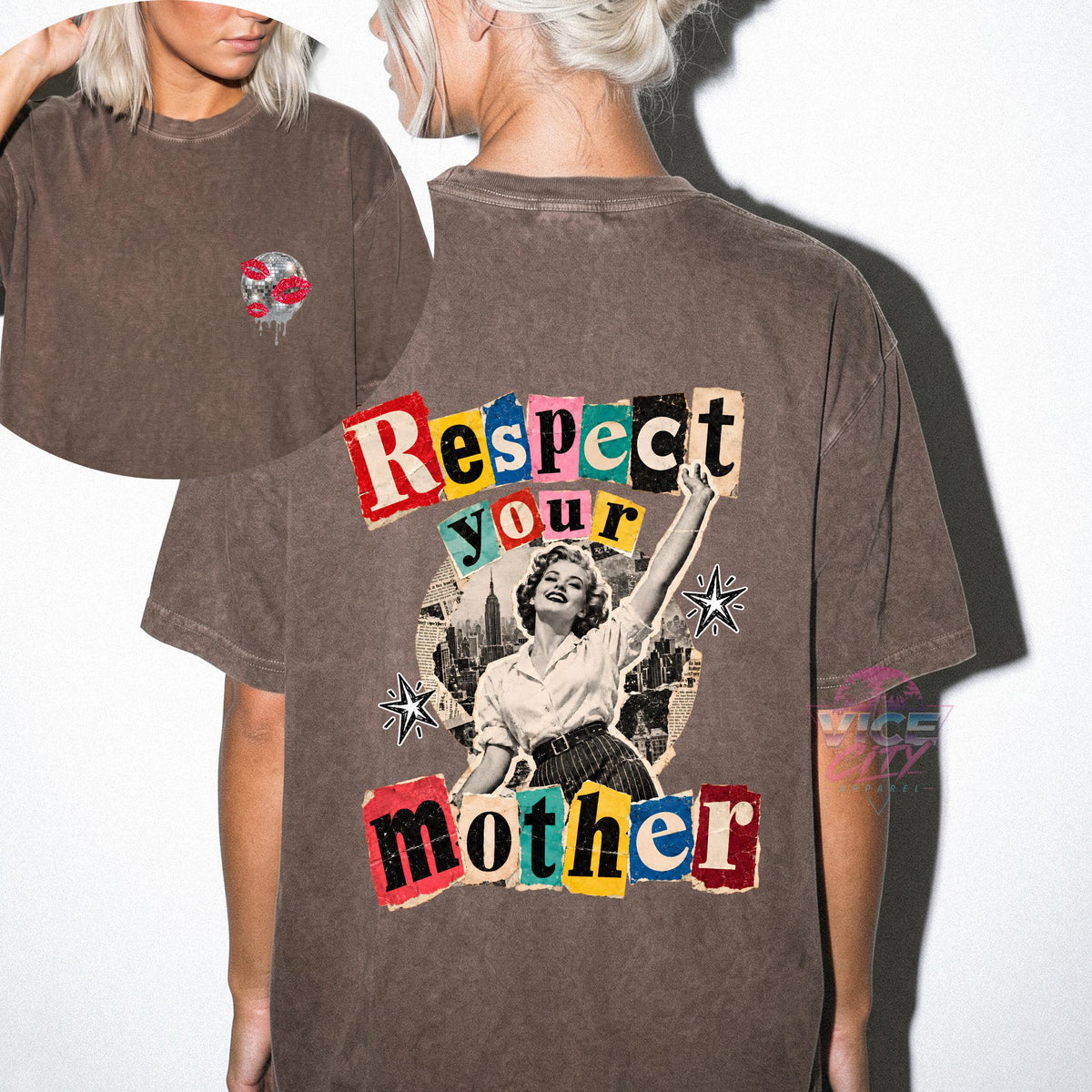 Disco Ball Print T-Shirt: Respect Disco Boxy Shirt, Romantic Retro Boxy Tee with Comforting Colors for Mom, Christmas Gift Boxy Shirt