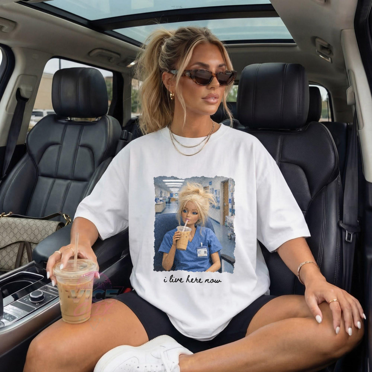 I Live Here Now Nurse Shirt, Funny Doll Nurse Tee, Comfort Colors Nurse Gift, Iced Coffee Nurse Shirt, Night Shift RN Shirt, Nursing School