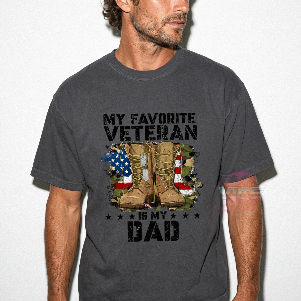My Favorite Veteran Is My Dad Shirt, Comfort Colors Veteran Dad Tee, Military Dad Gift, Veterans Day Shirt, Army Boots American Flag Tee